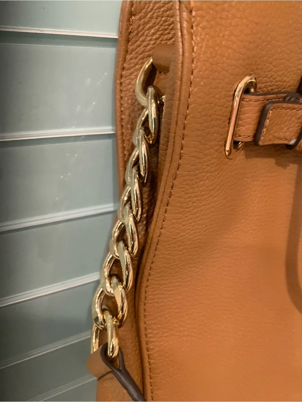 Michael Kors Tan Pebbled Leather Tote Gold Hardware Shoulder Strap No Flaw Clean